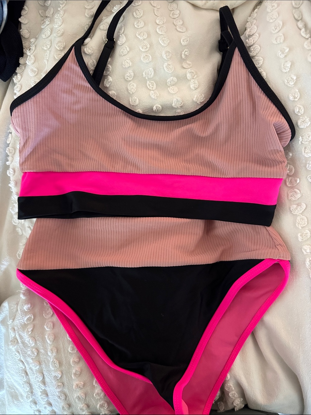 Beach Riot Pink, Hot Pink & Black Colorblock Bikini Set